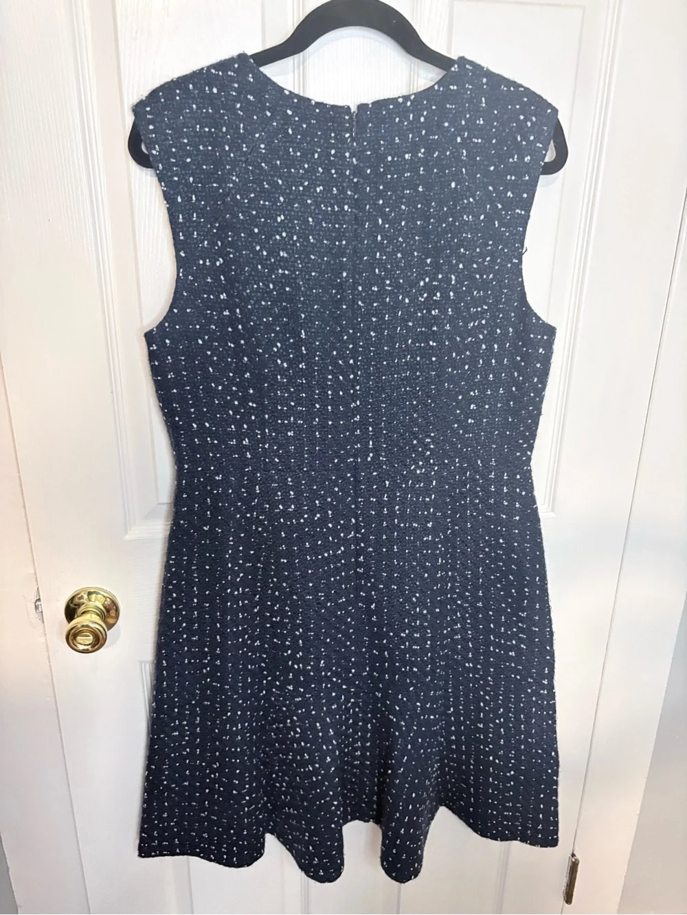 J.Crew Navy Speckled Bouclé Sleeveless Fit & Flare Dress Size 12